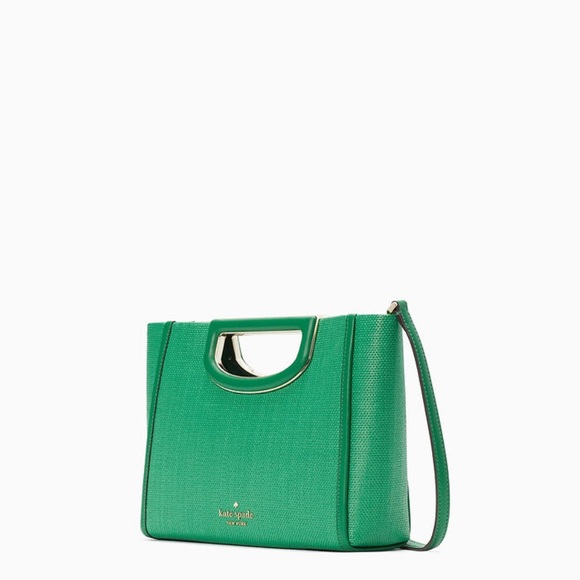 ♠️Kate Spade Alexia Straw Crossbody Clutch Bag, Green Bean NWT - Picture 2 of 5